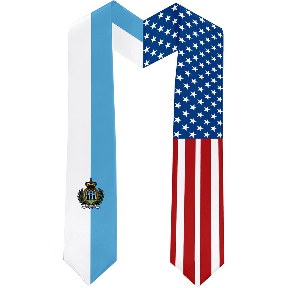 3740 2026 San Marinoc Flag and USA Flag Graduation Stole Graduation Sash